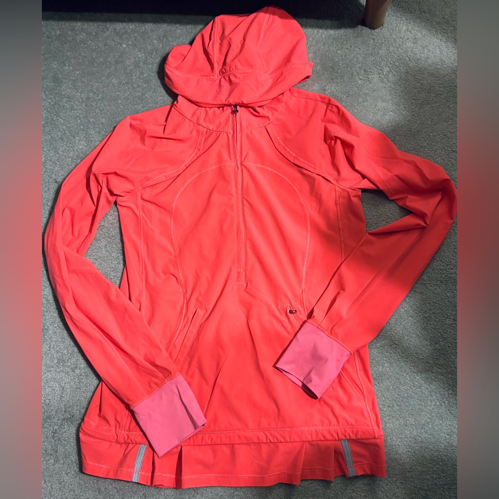 Lululemon Lightweight Pullover. Bright Orange, Size 4. Euc
